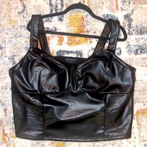 Fitted Sweetheart Bustier Faux-Leather Top